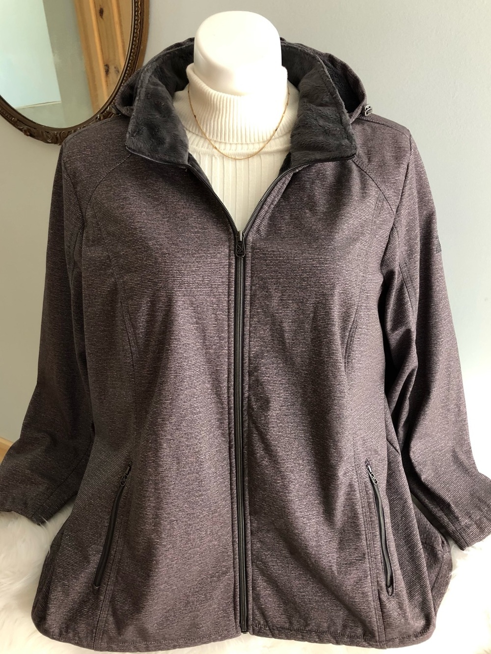 ZeroXposur Grey & Pink Faux Fur Lined Winter Jacket Size 2X